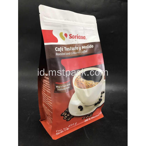 16oz Kantong Kopi Kotak Dasar Kotak Datar